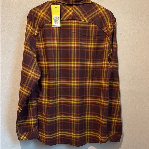 All in Motion Medium Snap Button Down Shirt Casual Yellow Brown Plaid - Picture 5 of 5